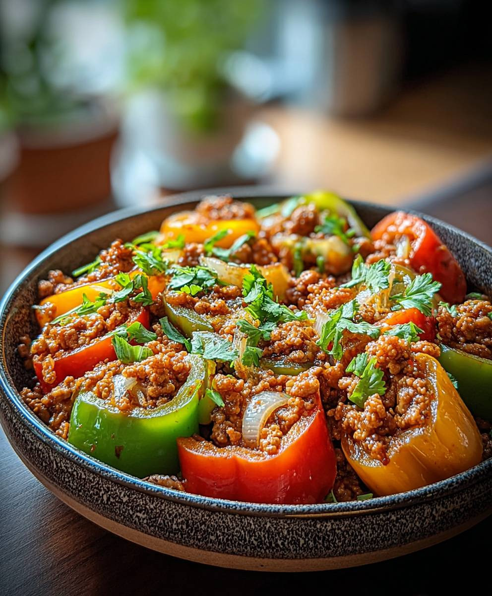 Ground turkey peppers stir fry