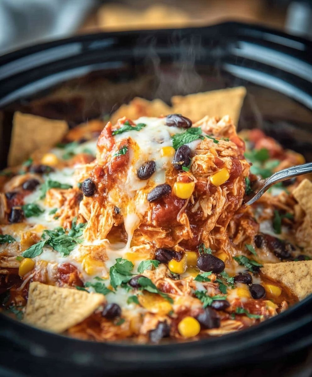 Crockpot chicken enchilada casserole