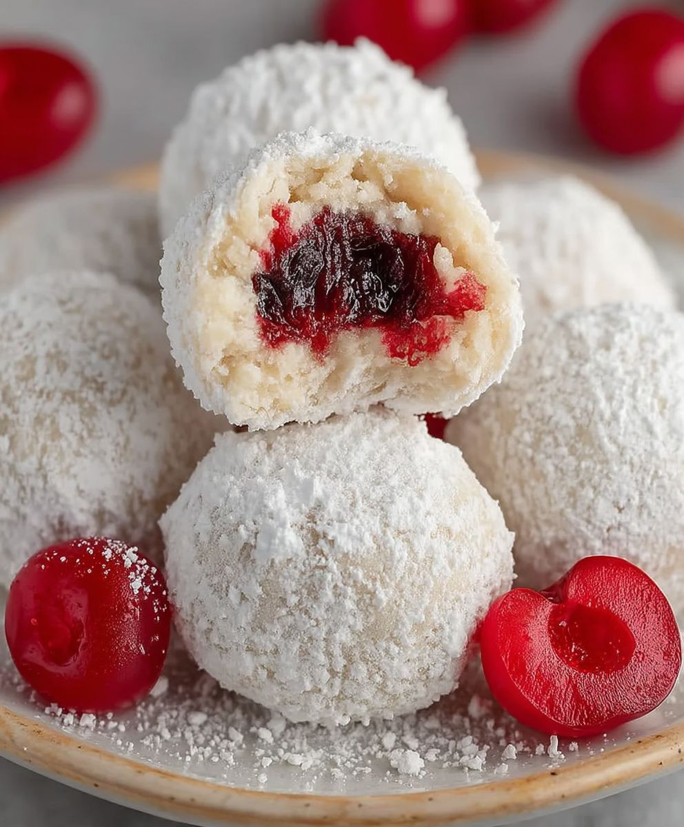 Cherry Snowball Cookies