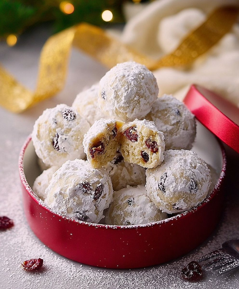Cranberry Orange Snowball Cookies