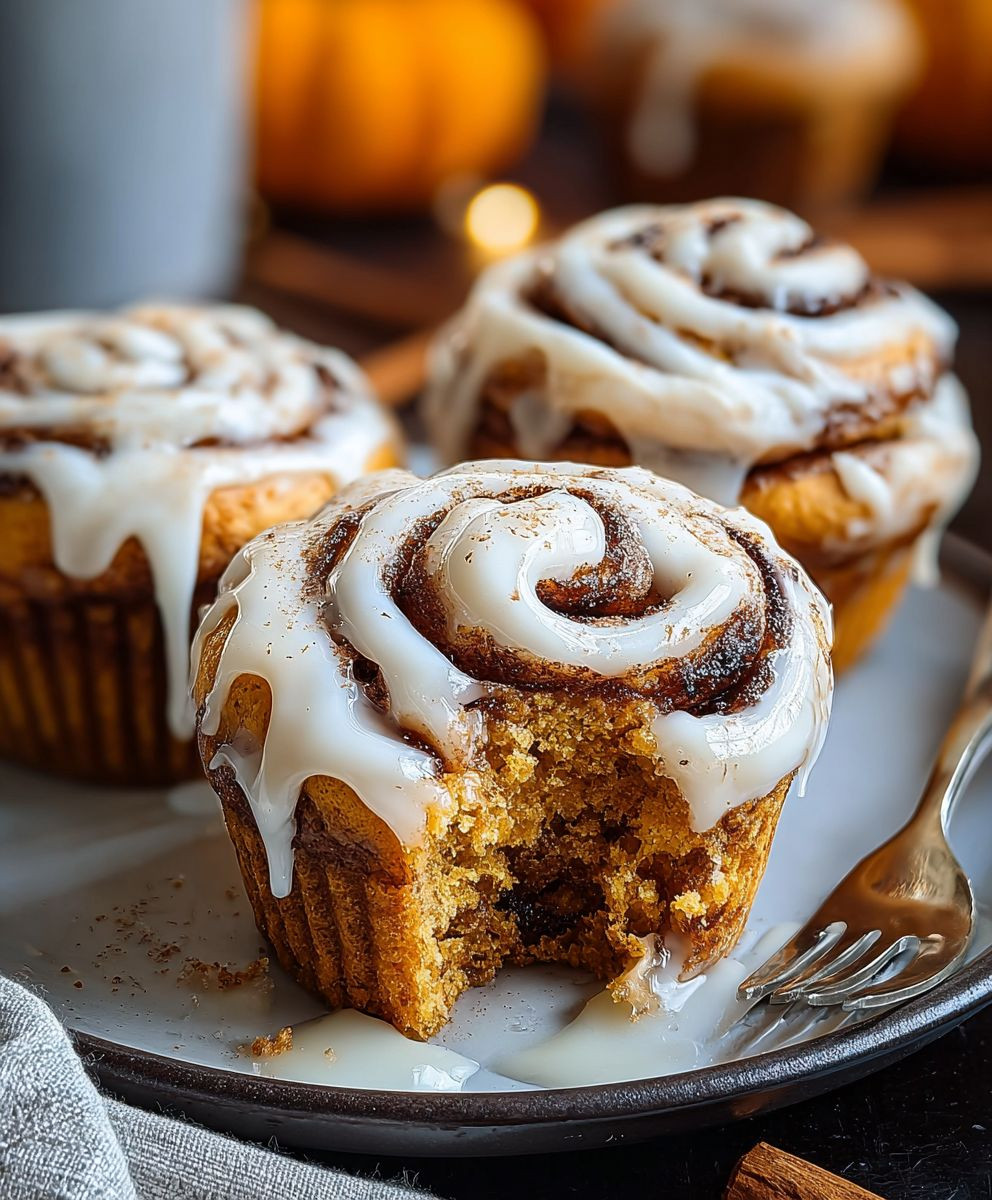 Pumpkin Cinnamon Roll Muffins