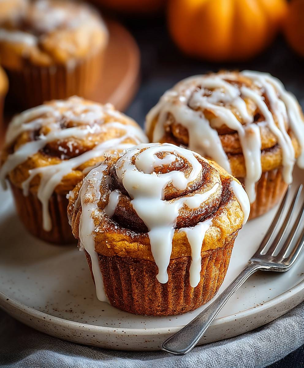 Pumpkin Cinnamon Roll Muffins