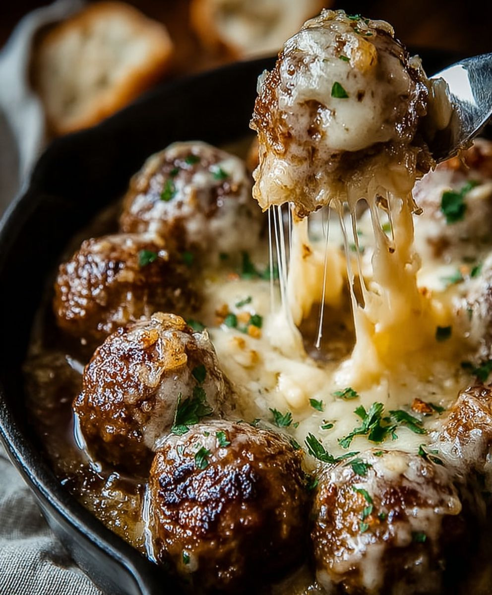 Cheesy French Onion Meatballs
