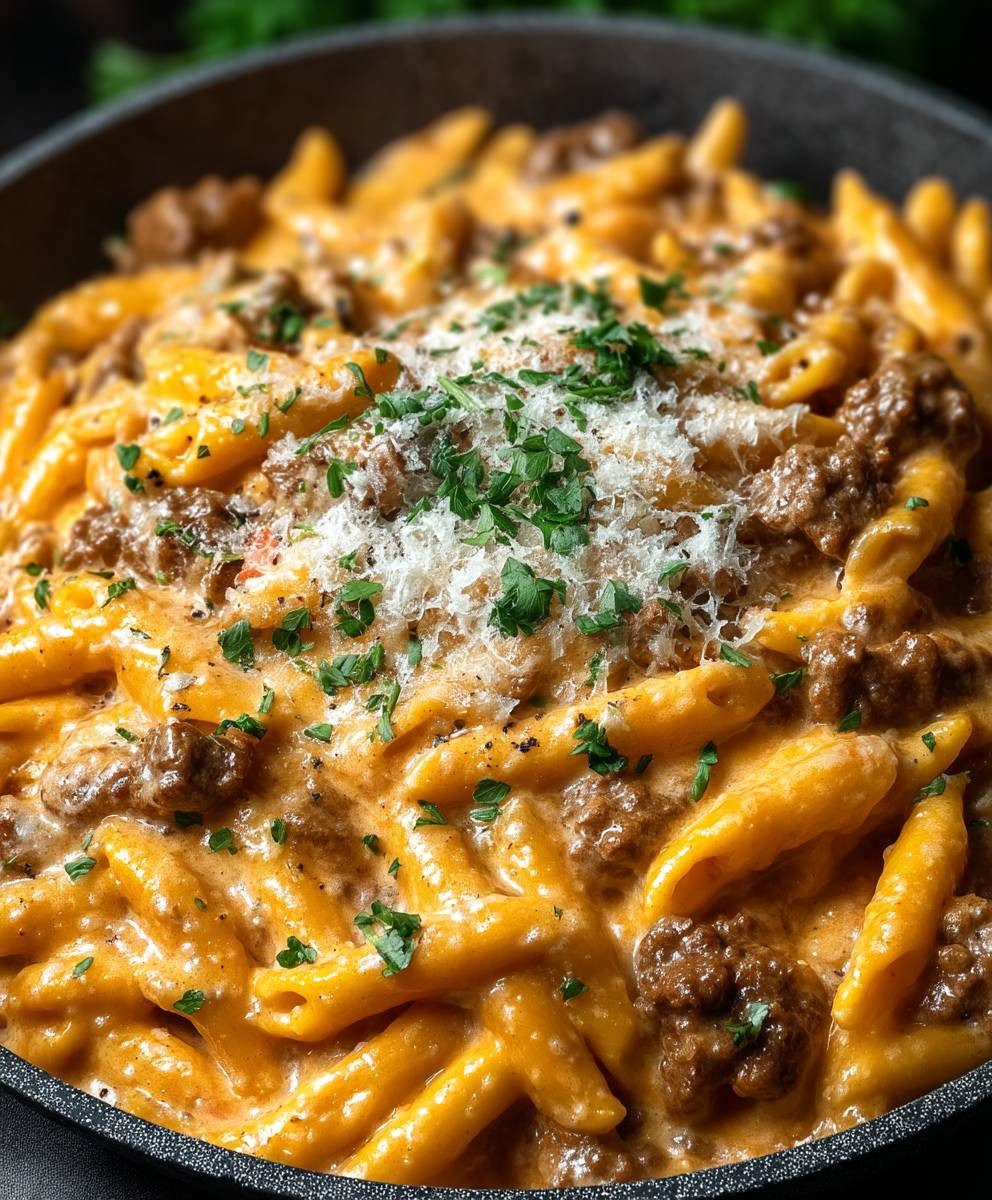 High Protein Creamy Beef Pasta