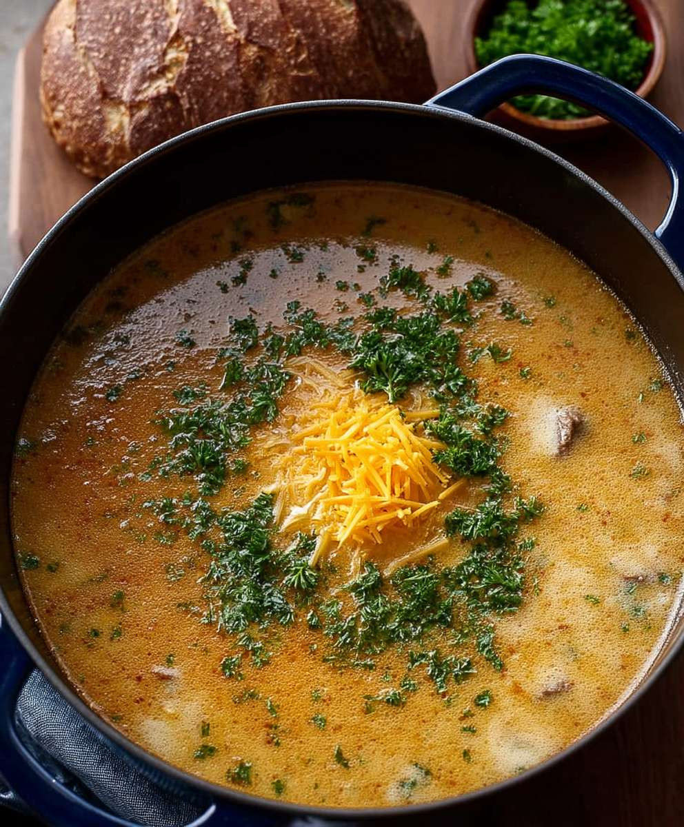 Cheesy Beef Potato Soup