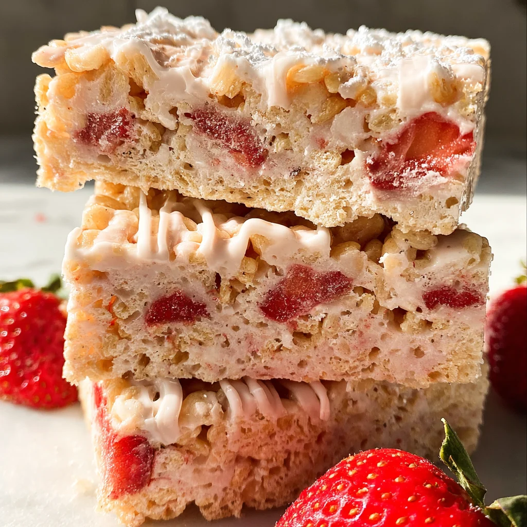 No-Bake Strawberry Shortcake Rice Krispie Treats Recipe!