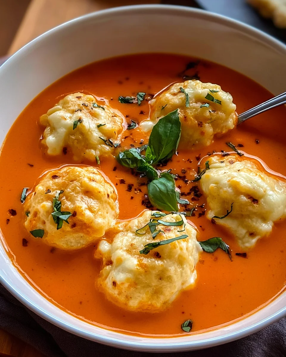Tomato Soup with Cheesy Dumplings – Comfort in a Bowl!