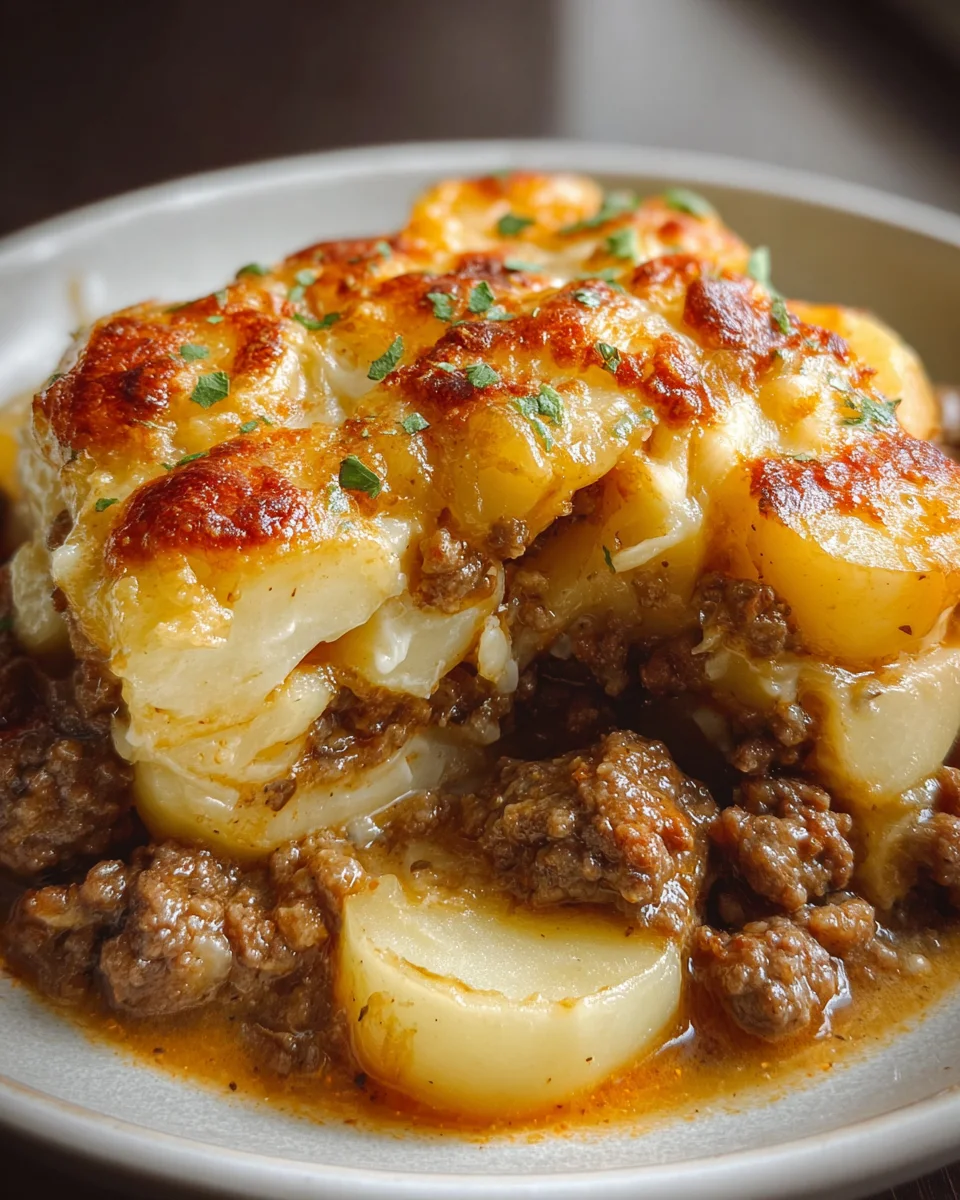 Easy Crockpot Beef Hamburger Potato Casserole Recipe