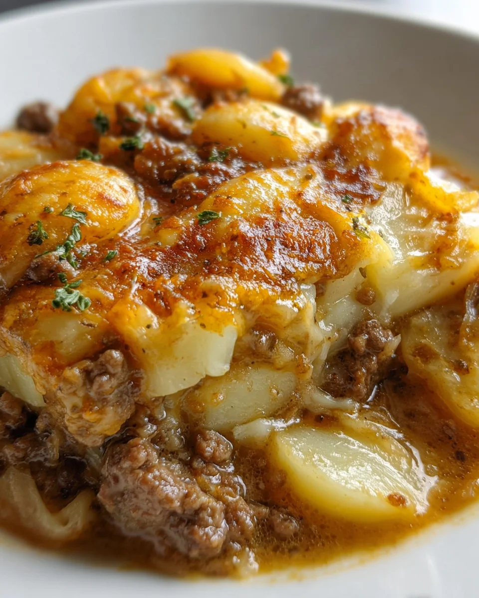 Easy Crockpot Beef Hamburger Potato Casserole Recipe