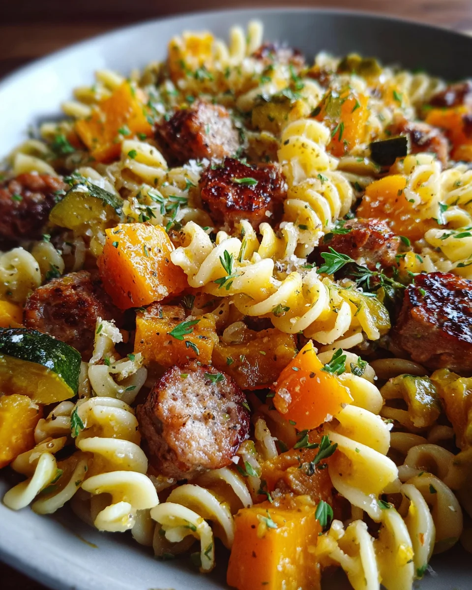 Cozy Autumn Beef Sausage Pasta & Roasted Butternut Squash