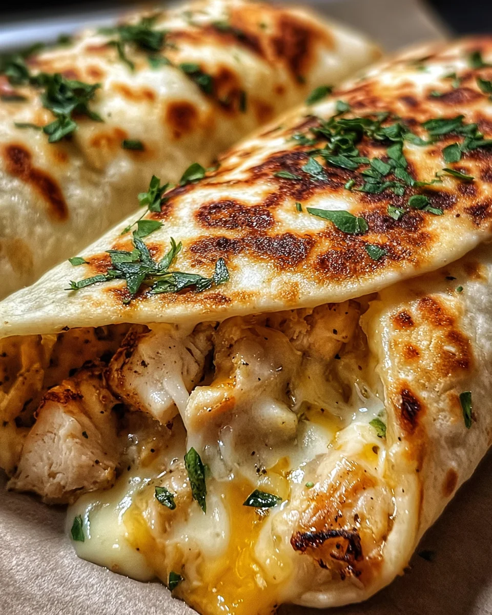 Ooey Gooey Cheesy Garlic Chicken Wraps: Easy Recipe!