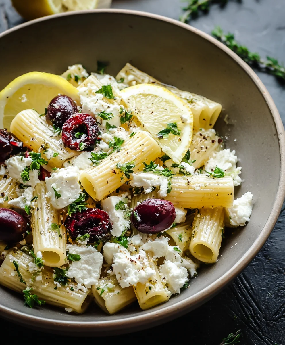 Delicious Feta Cranberry Rigatoni Salad with Lemon Vinaigrette