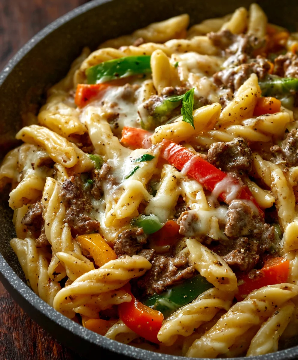 Philly Cheesesteak Pasta: Quick, Cheesy Beef Dinner!
