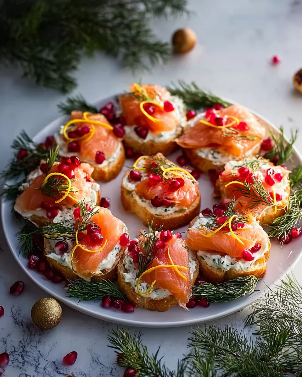 Christmas Smoked Salmon Bruschetta Wreath: Showstopper!