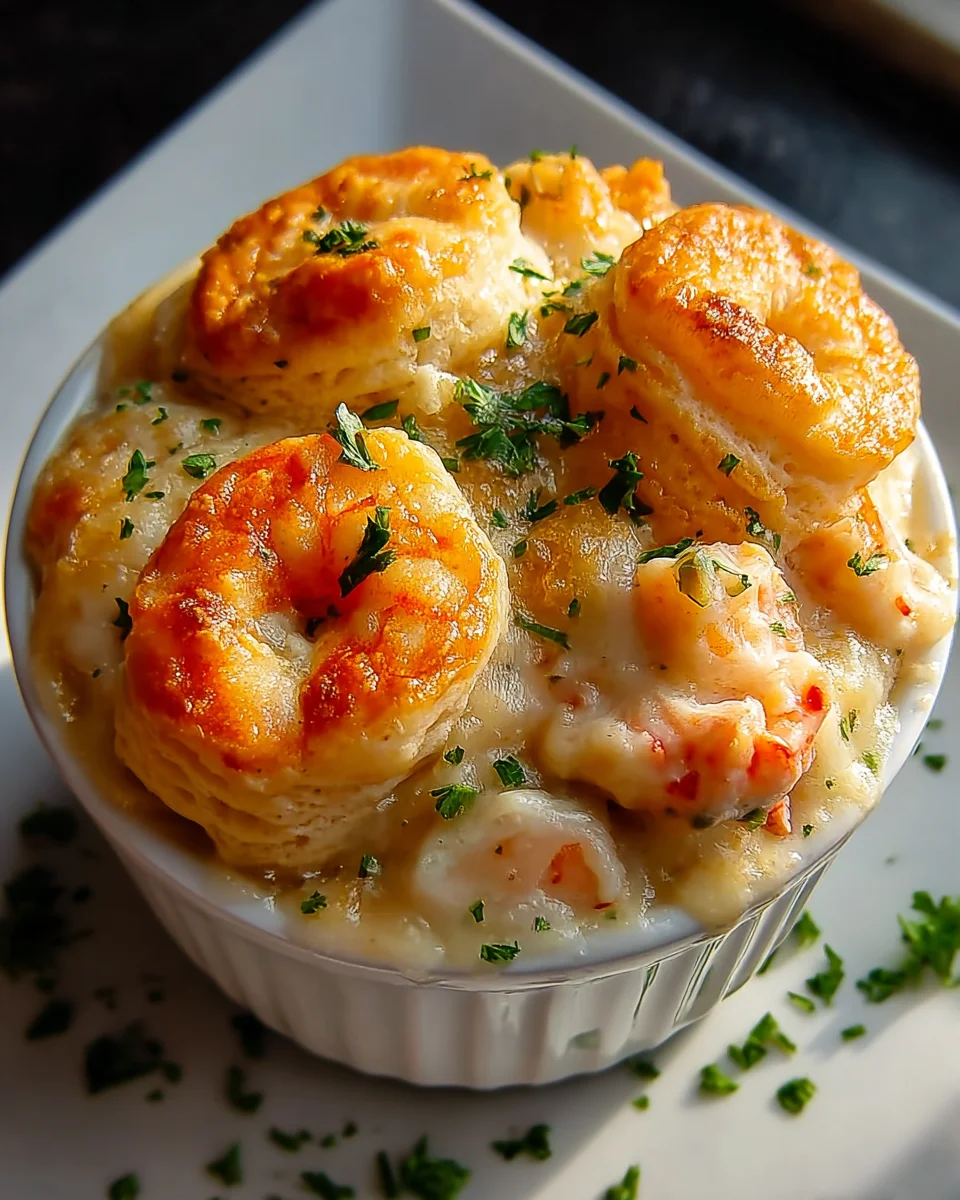 Delicious Shrimp Lobster Cheddar Bay Biscuit Pot Pie Recipe