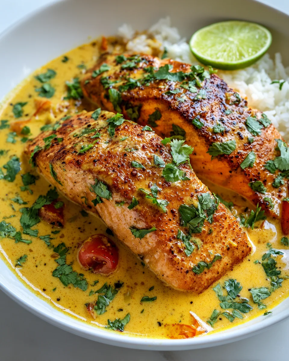 Easy One Pan Coconut Curry Salmon & Garlic Butter