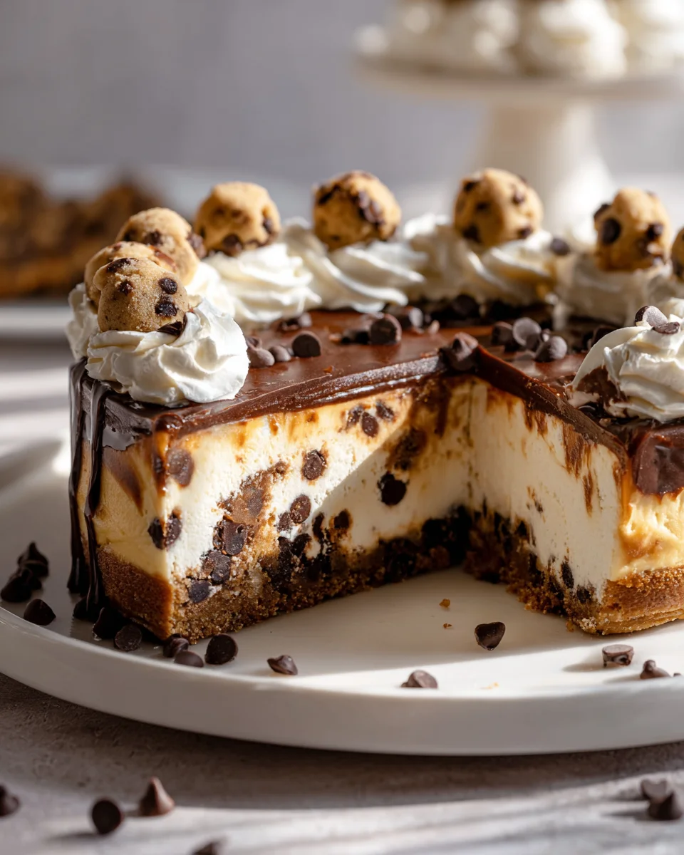 Best Chocolate Chip Cookie Dough Cheesecake Ever! Easy Recipe