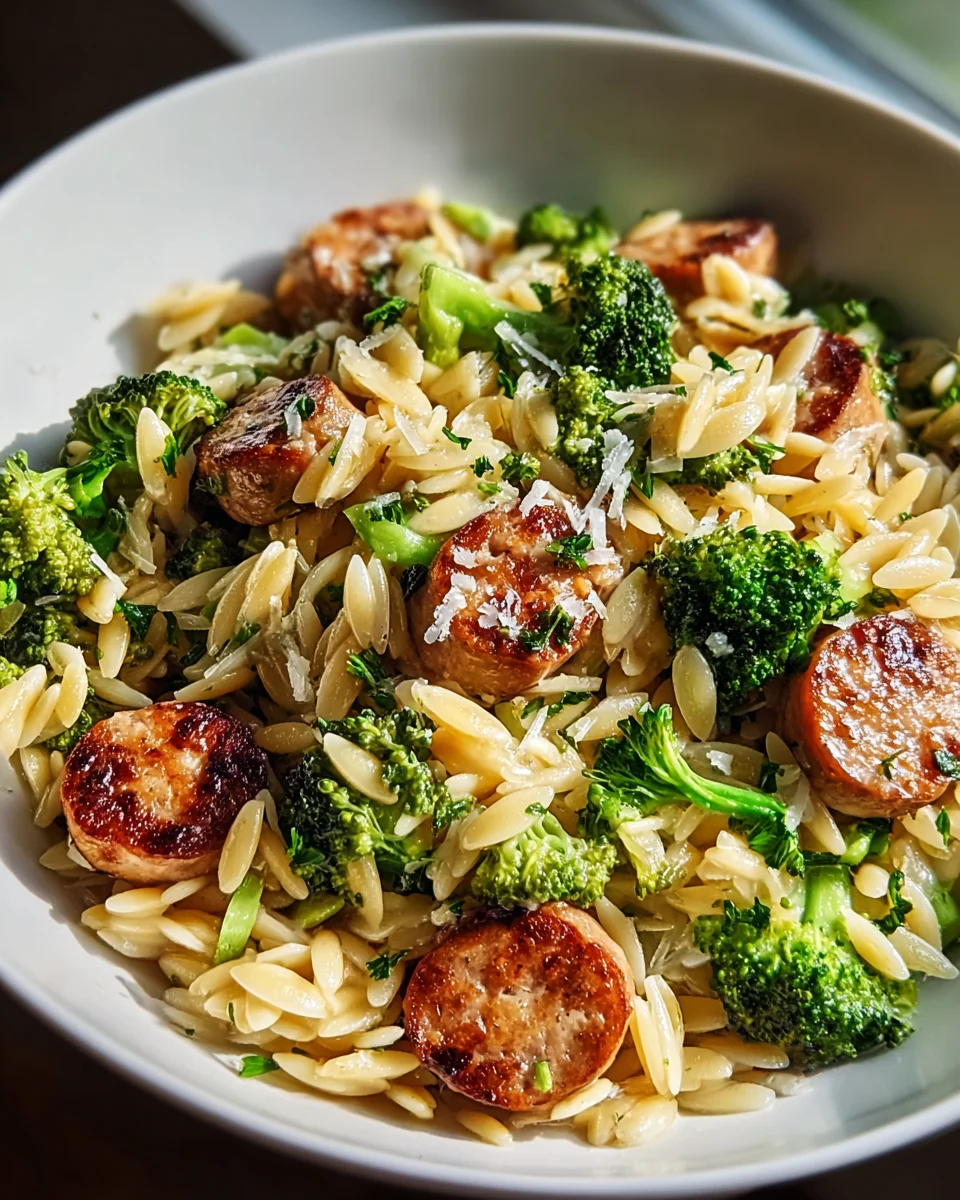 Flavorful Chicken Sausage and Broccoli Orzo in Minutes!