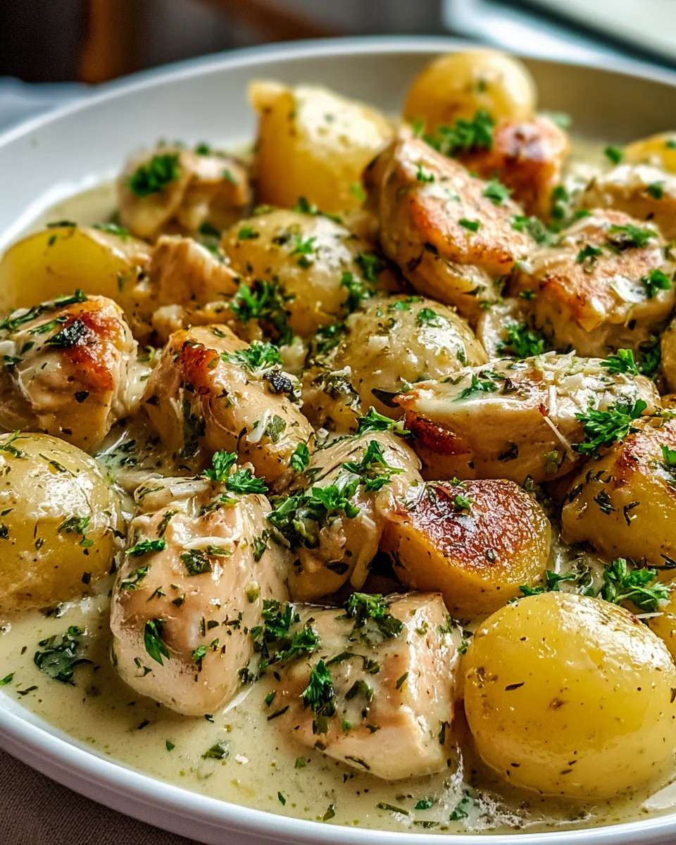 Delicious Garlic Parm Crockpot Chicken & Potatoes Recipe