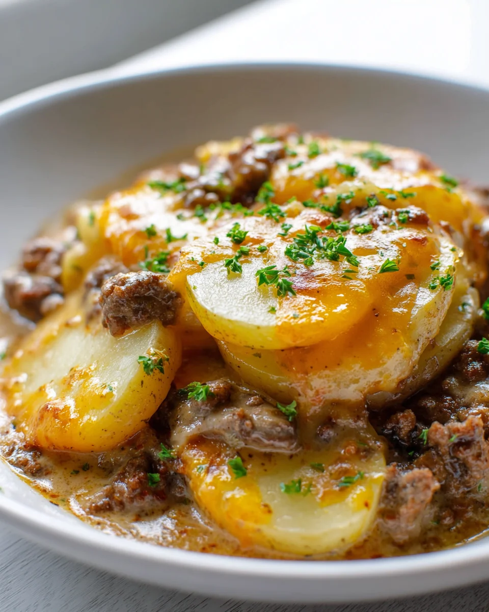 Hearty Crockpot Beef Hamburger Potato Casserole Recipe