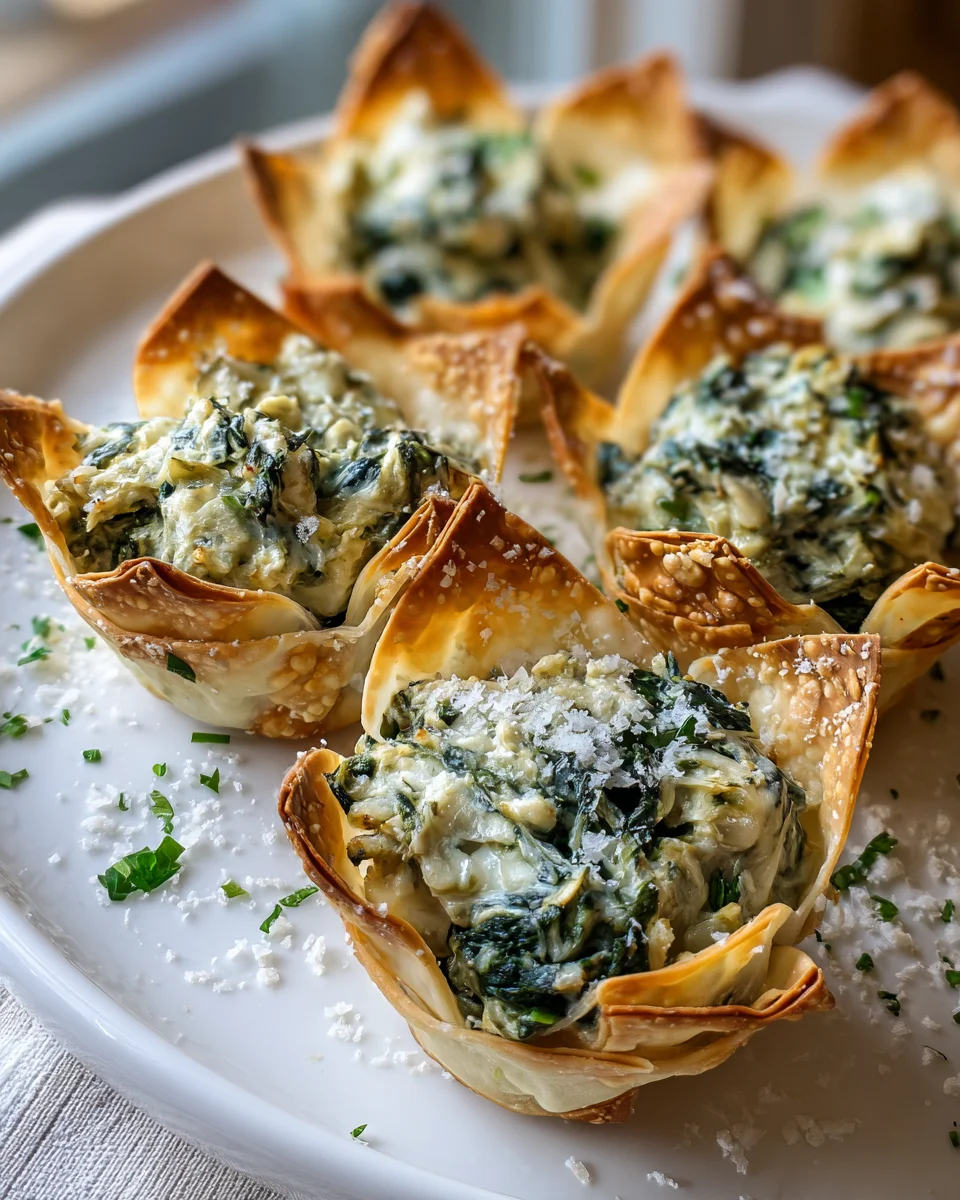 Spinach Artichoke Wonton Cups: Quick, Crowd-Pleasing Bite!