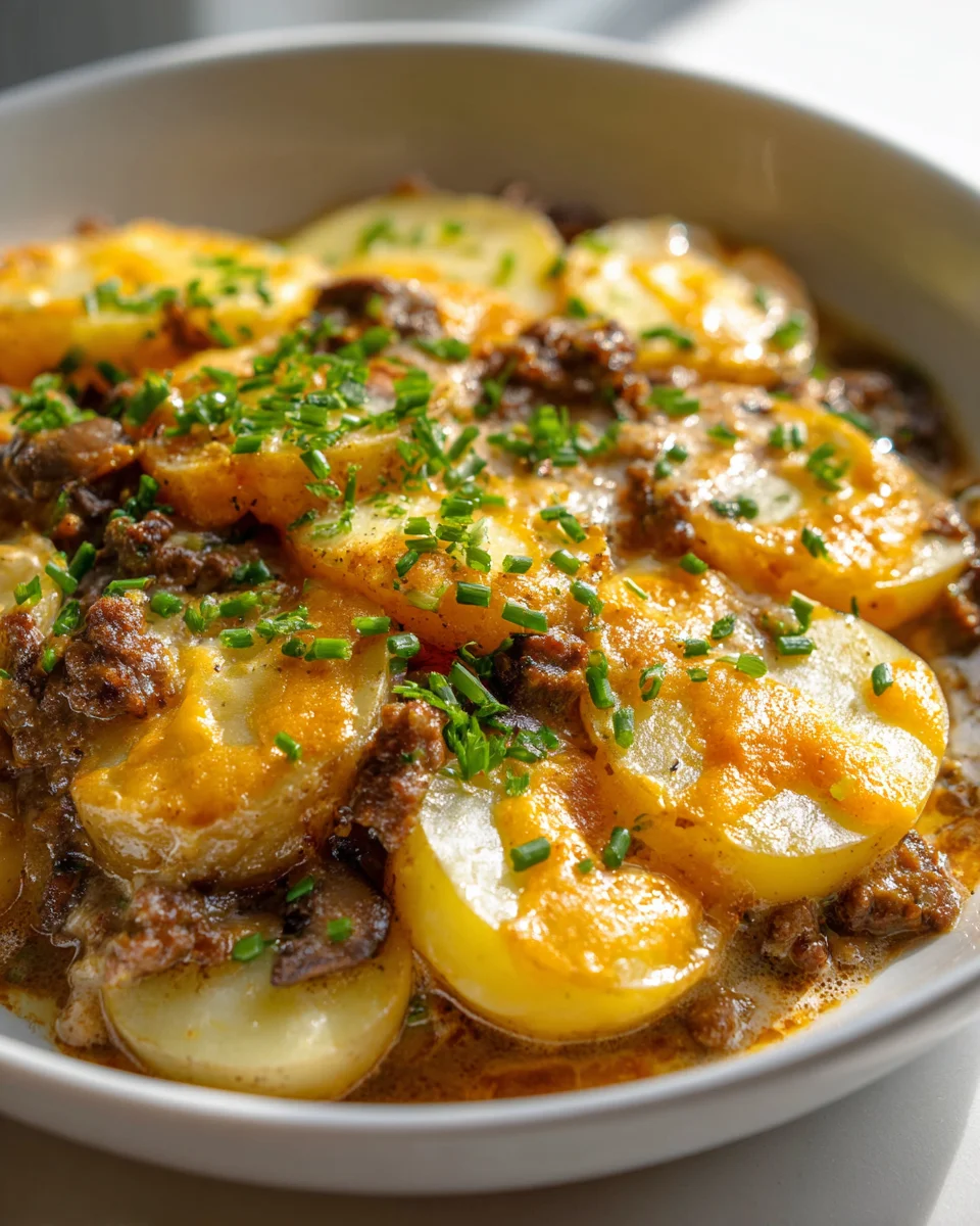Hearty Crockpot Beef Hamburger Potato Casserole Recipe