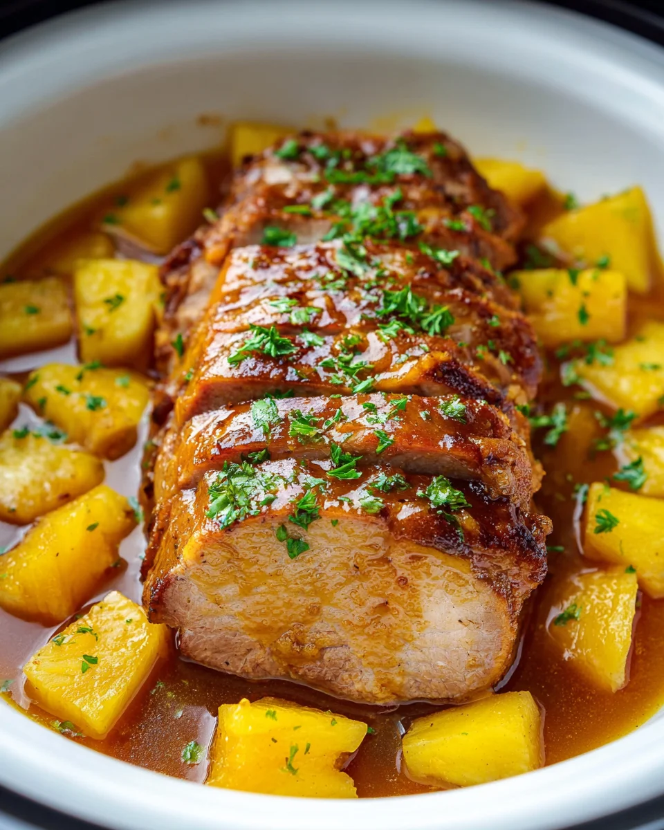 Slow Cooker Pineapple Beef Loin