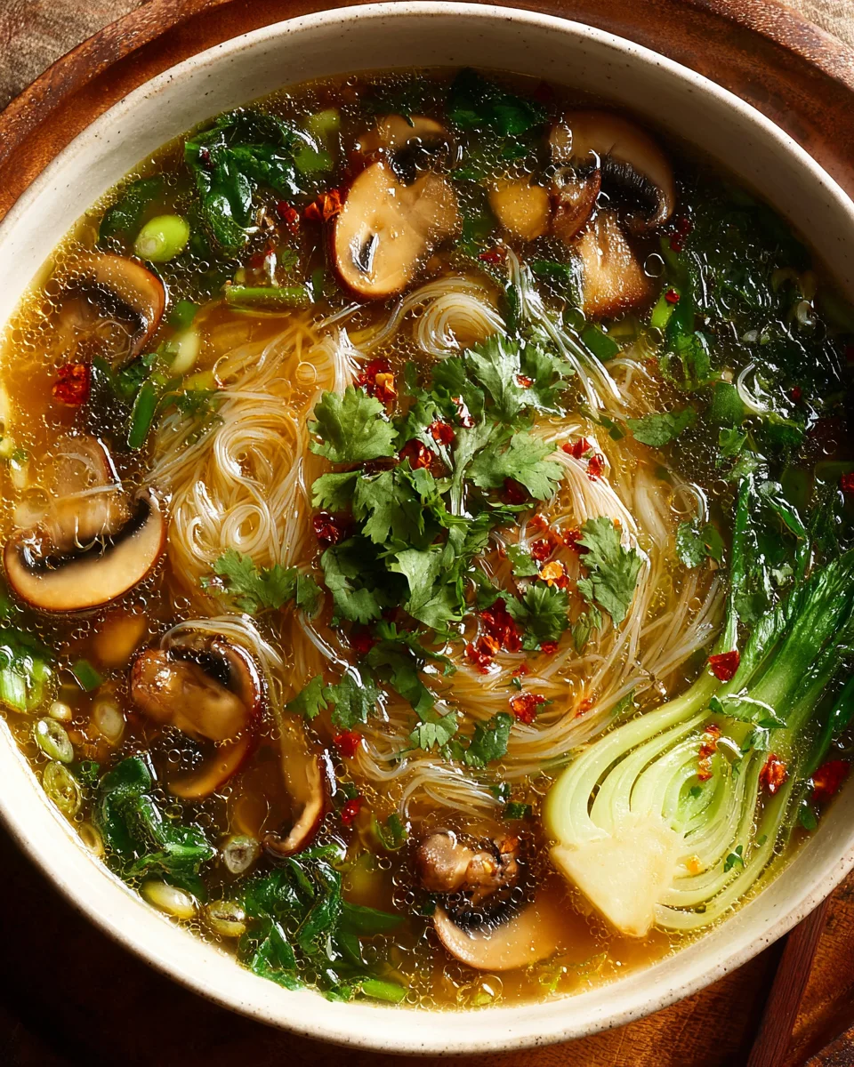 Healing Garlic Broth Rice Noodles with Gin Extract for Wellness