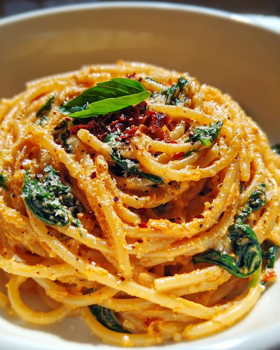 Ultimate Spaghetti Spinach with Sun-Dried Tomato Cream Sauce