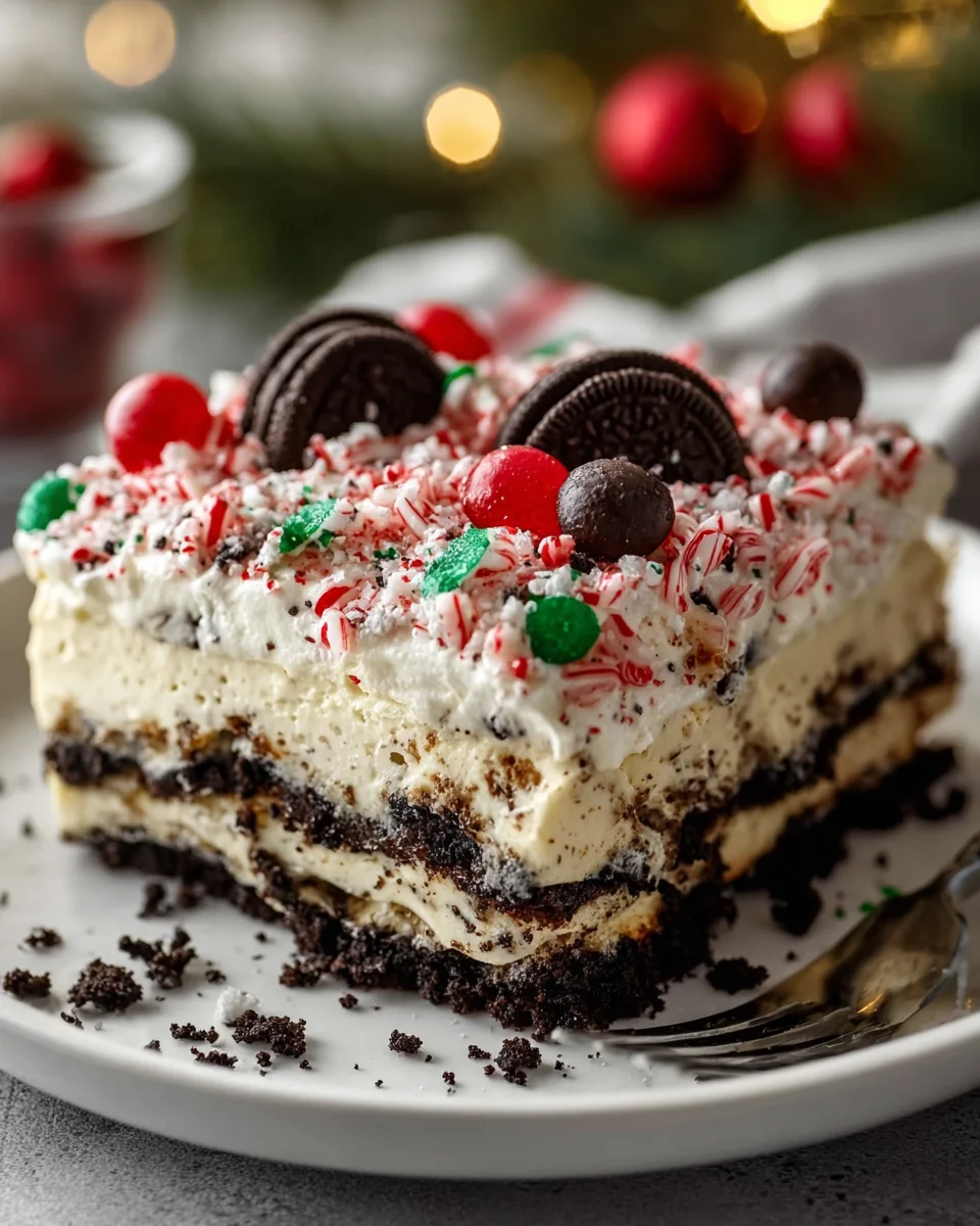 No Bake Christmas Oreo Lasagna: Easy Festive Dessert Recipe