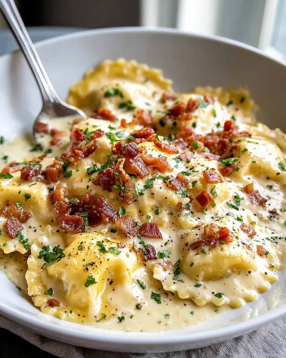 Homemade Olive Garden Ravioli Carbonara Recipe with Beef