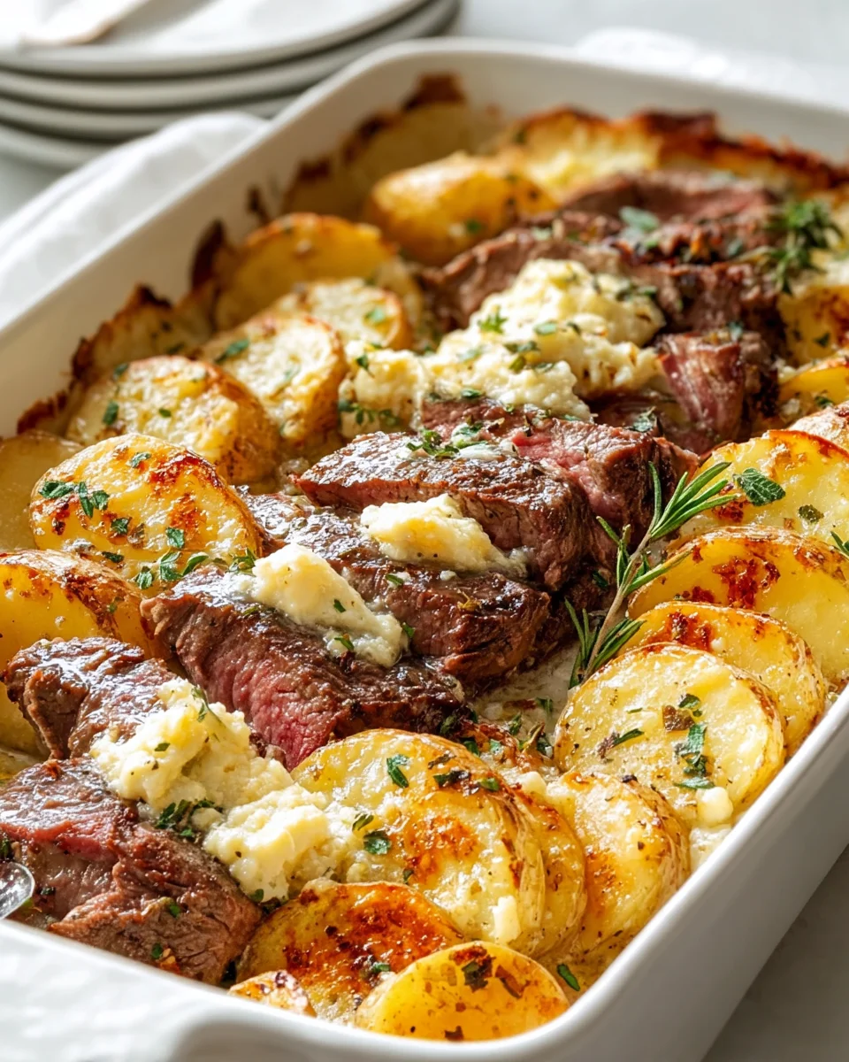 Garlic Butter Steak Cheddar Potato Bake: Irresistible Comfort Dish