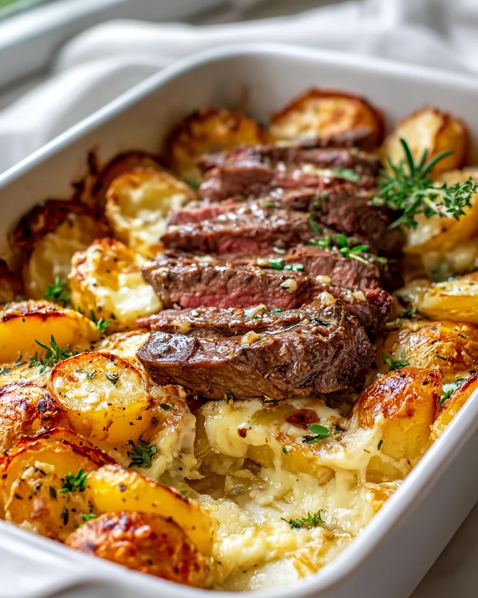 Garlic Butter Steak Cheddar Potato Bake: Irresistible Comfort Dish
