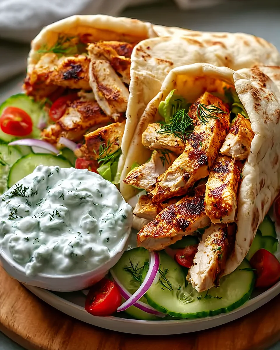 Mediterranean Chicken Gyros with Feta Tzatziki Delight