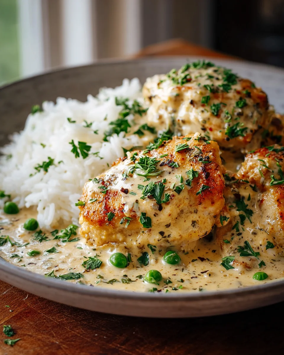Easy Creamy Smothered Chicken and Rice - Quick Dinner Recipe