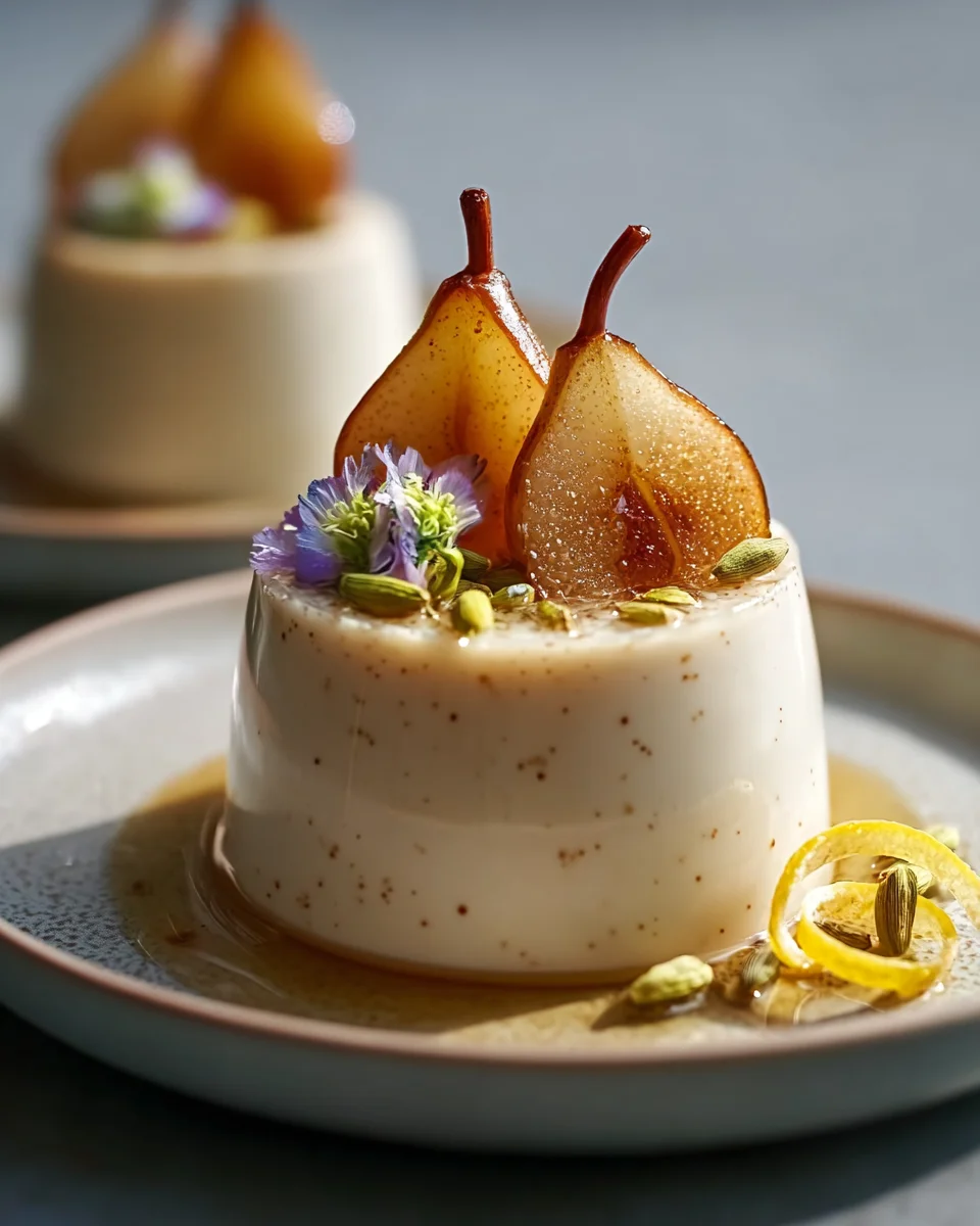 Delicious Cardamom Panna Cotta with Poached Pears Recipe