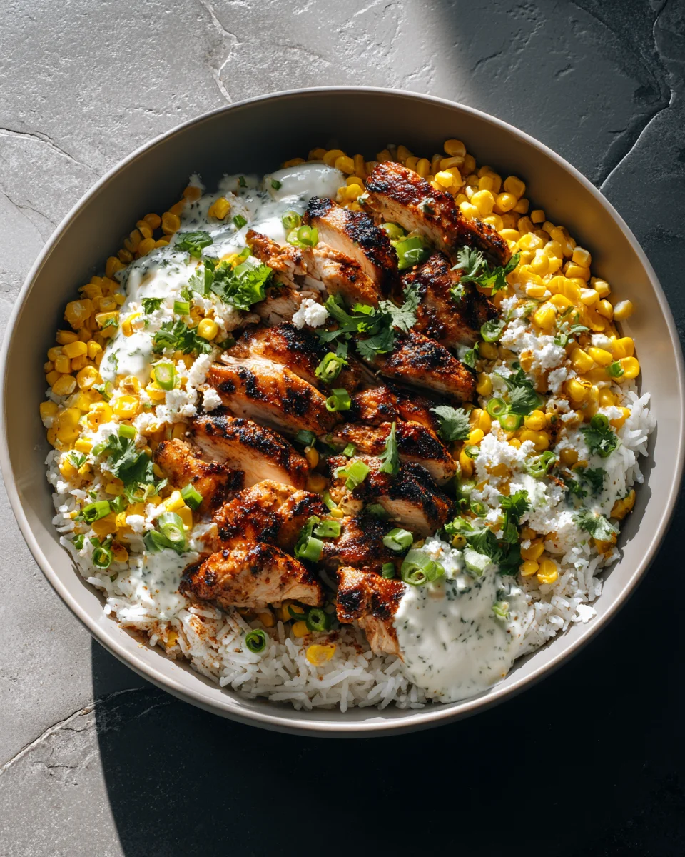 High Protein Street Corn Chicken Bowls - Healthy & Flavorful