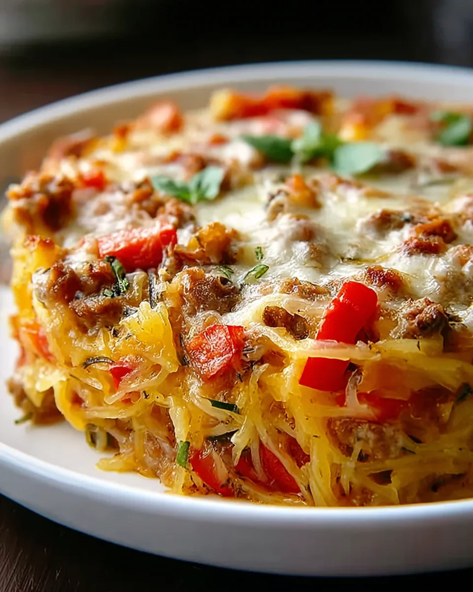 Sausage and Peppers Spaghetti Squash Casserole You’ll Love