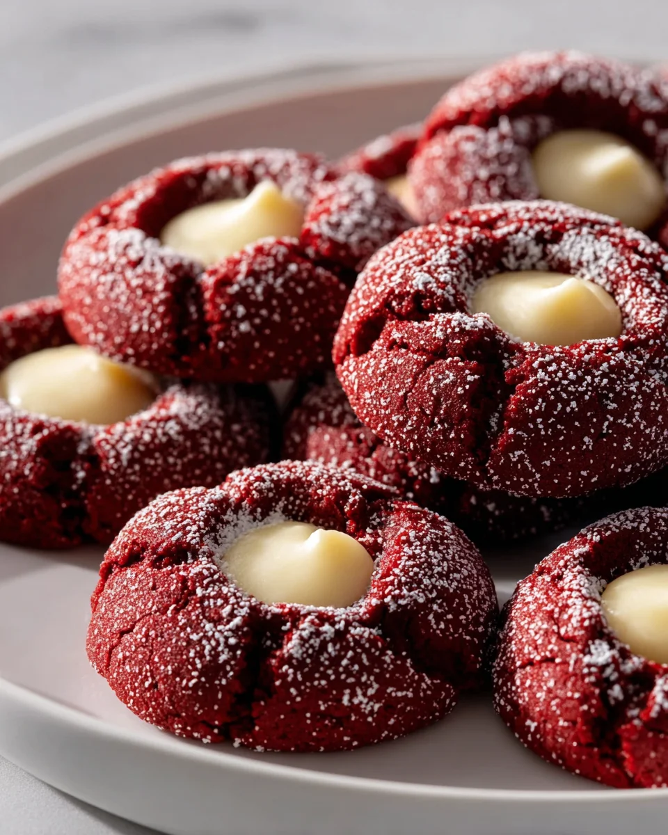 Mouthwatering Red Velvet Cream Cheese Thumbprint Cookies Recipe