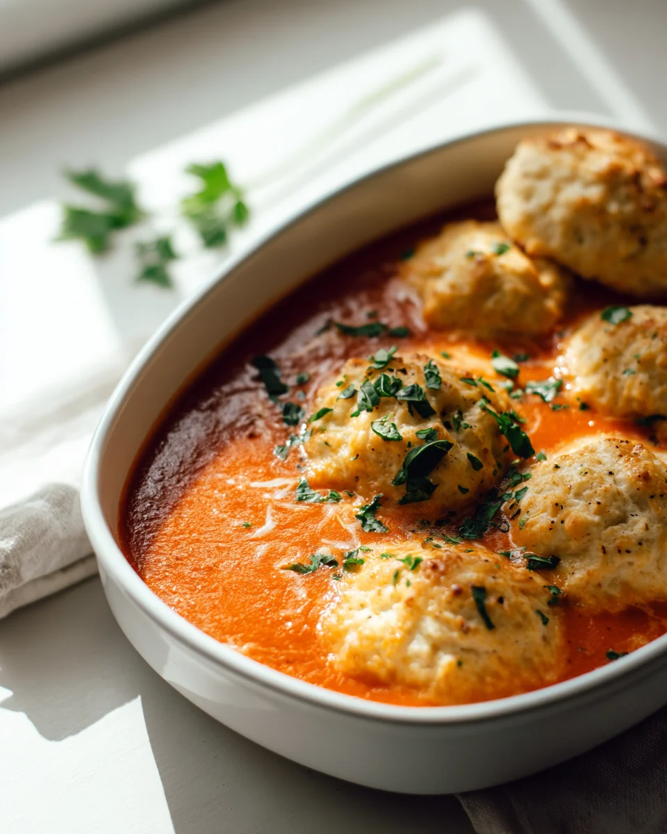 Best Tomato Soup Recipe with Cheddar Bay Dumplings Delight