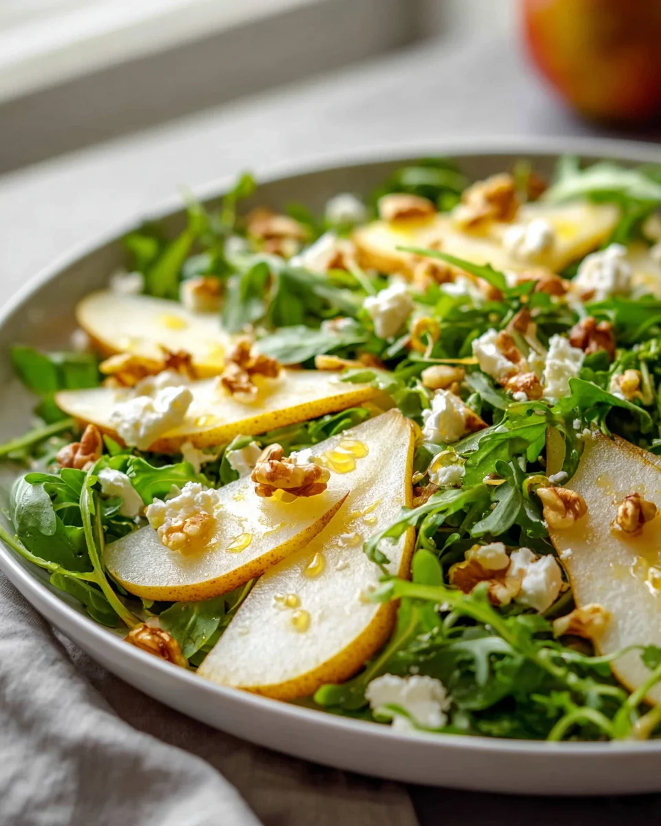 Refreshing Pear & Arugula Salad with Honey Vinaigrette