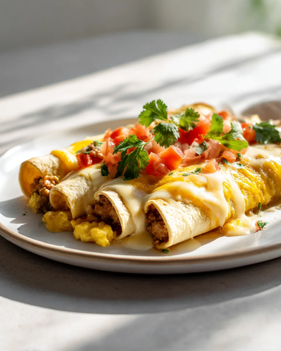 Hearty Breakfast Enchiladas: Beef Sausage & Fluffy Eggs
