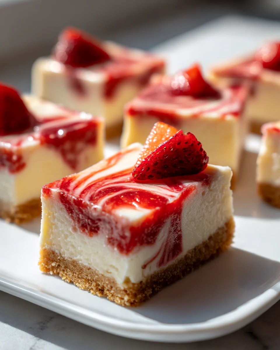 Easy Strawberry Cheesecake Bars: Irresistible Swirled Topping