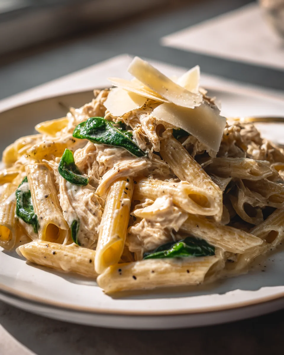 Easy Creamy Rotisserie Chicken Pasta – Dinner in Min!