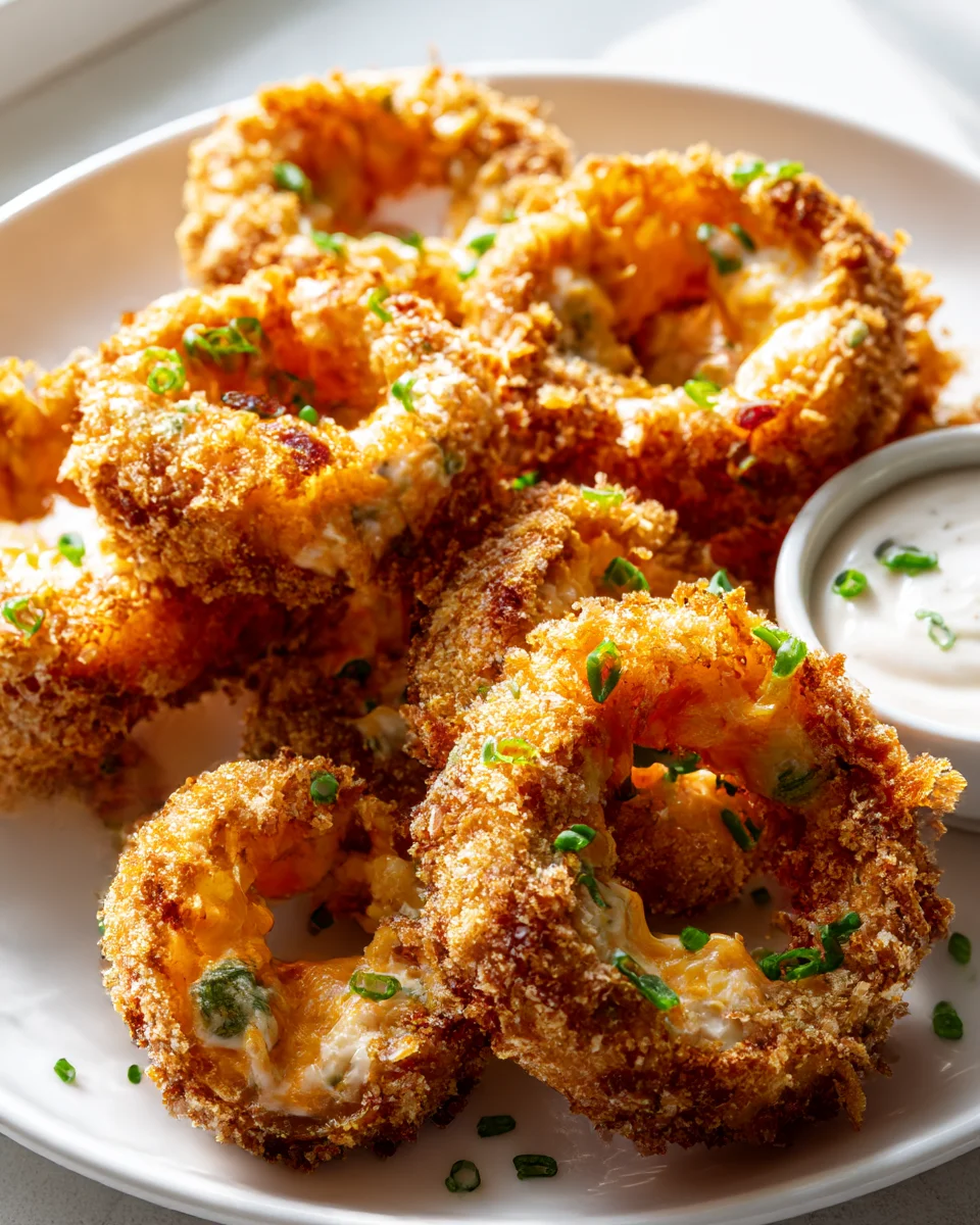 Best Crispy Jalapeno Popper Stuffed Onion Rings Recipe