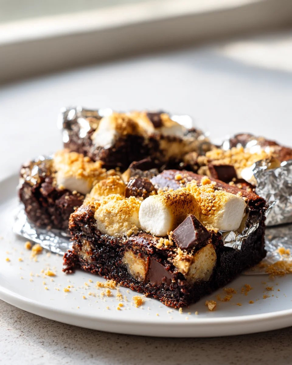 Gooey S'mores Campfire Brownie Foil Packs Recipe