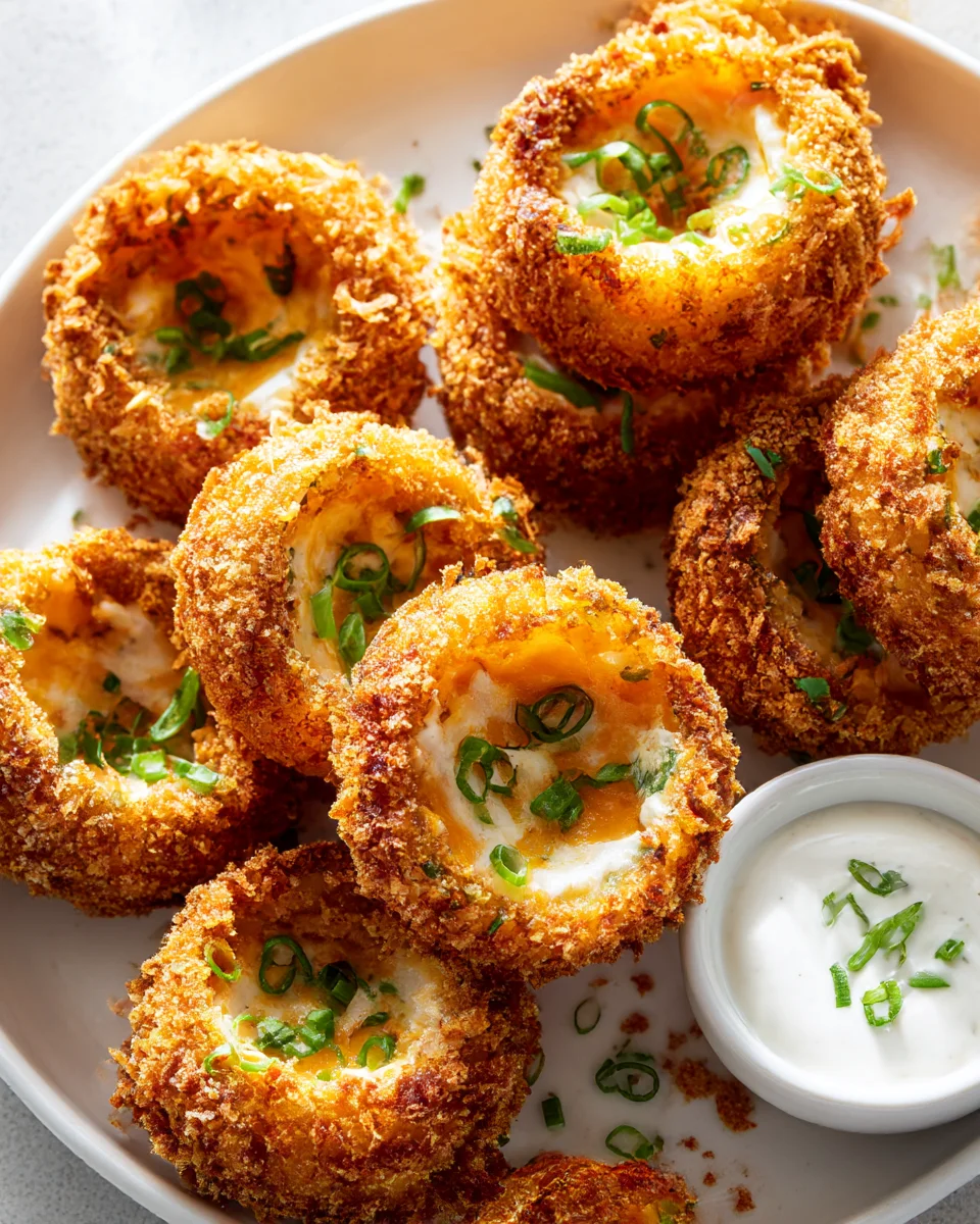 Best Crispy Jalapeno Popper Stuffed Onion Rings Recipe