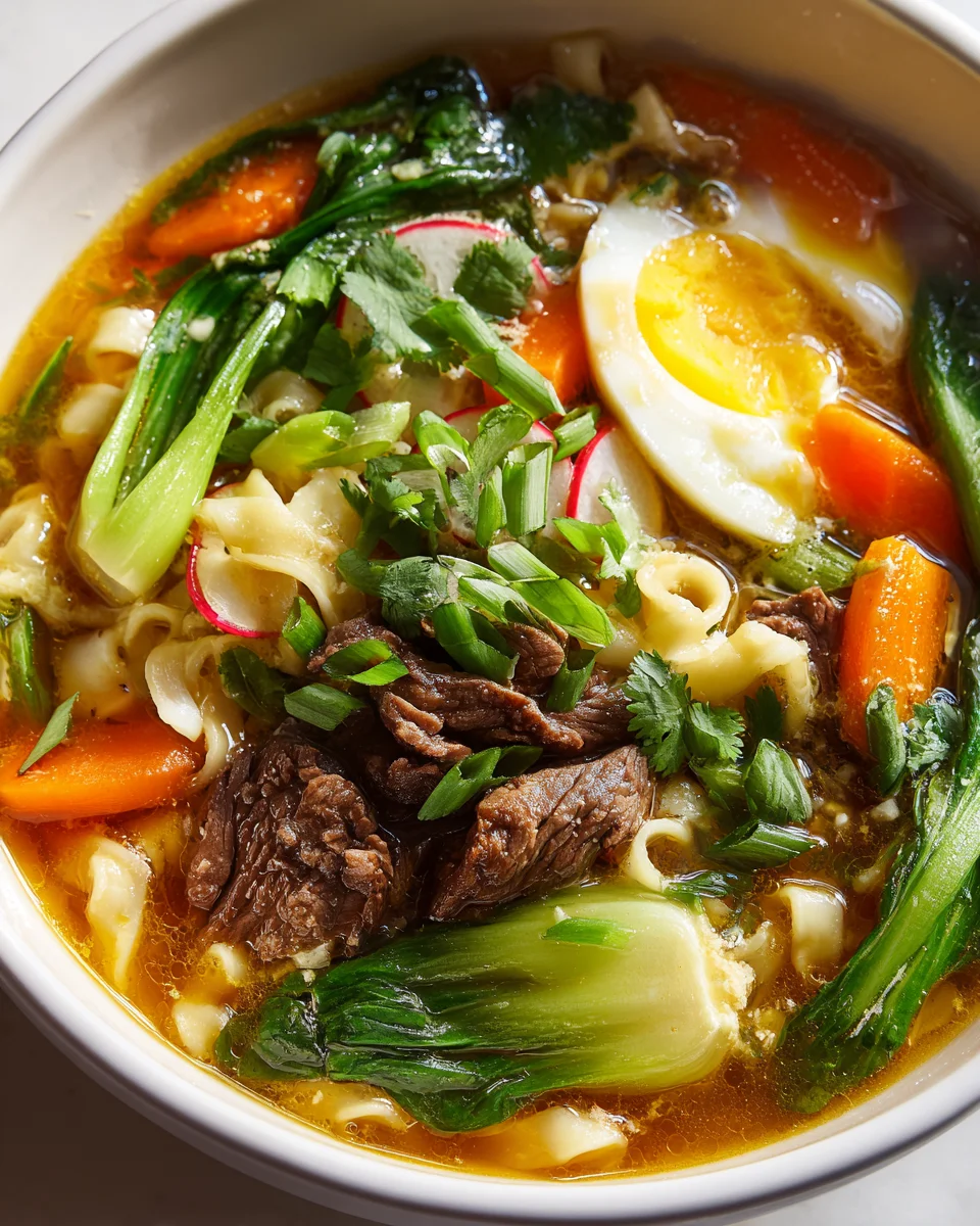 Hearty Beef Noodle Soup with Vegetables - Easy Recipe