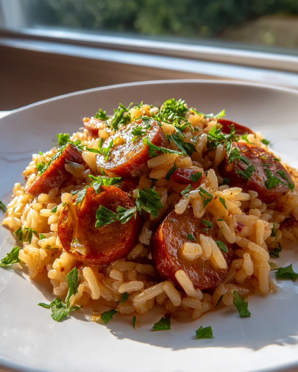 Easy One-Skillet Cajun Honey Garlic Beef Sausage Rice