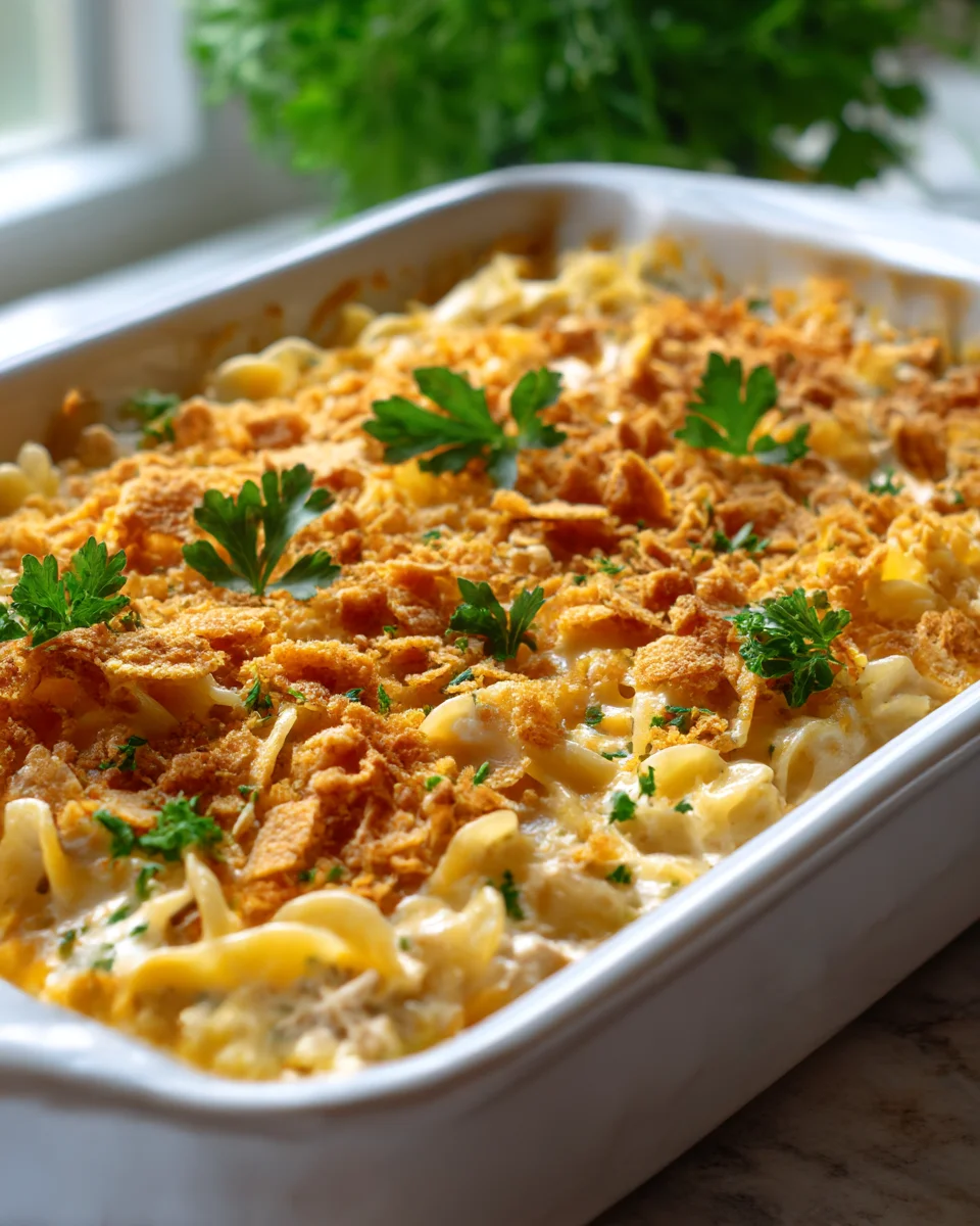 Ultimate Cheesy Tuna Noodle Casserole with Crumb Topping